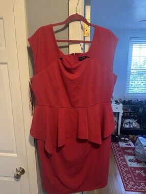 Lane Bryant Coral Peplum Sheath Dress NWT
